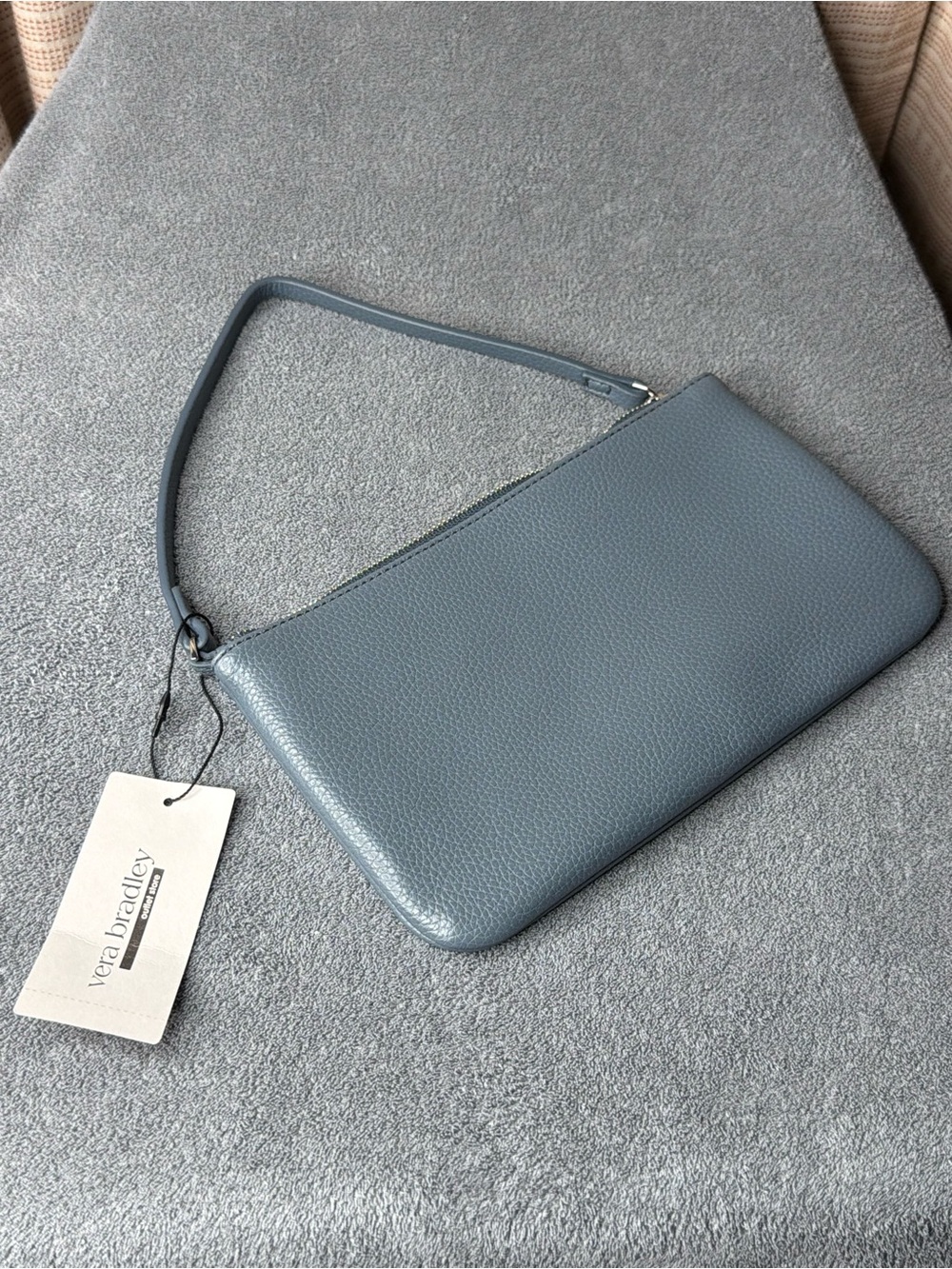 Vera Bradley Dusty Blue Pebbled Leather Wristlet